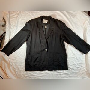 August Silk Bloomingdales Linen Blazer Black‎ Lined size 18